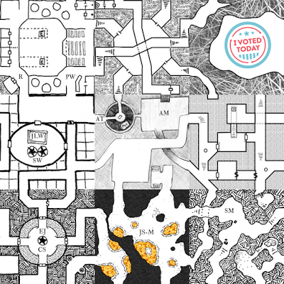 Dungeon tiles by various artists at Davesmapper and I voted logo by Justin Kemerling